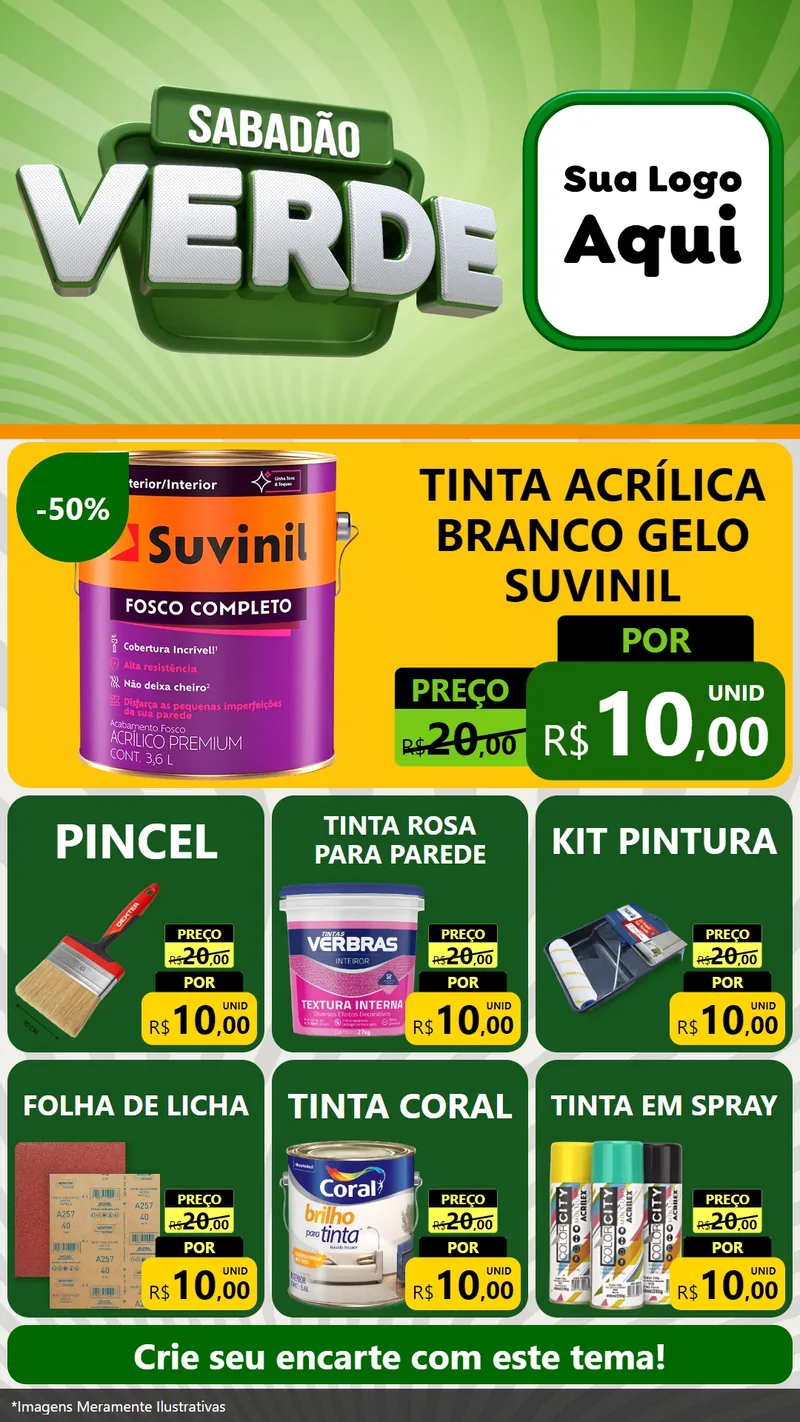 Modelo de Rede Social para Stories com o tema Sabadão Verde para Tintas e Ferramentas