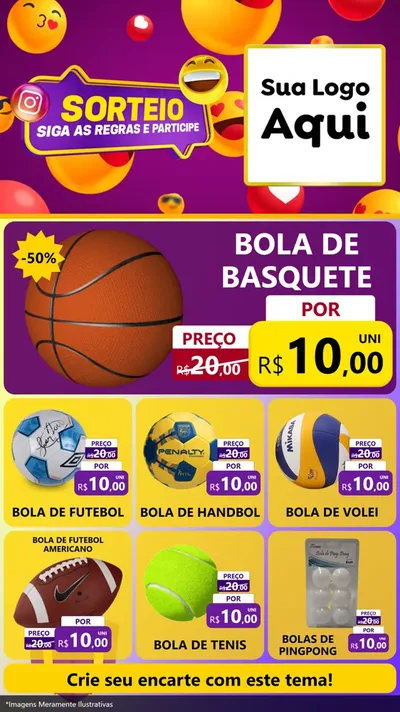 Modelo de Rede Social para Stories com o tema Sorteio para Artigos Esportivos