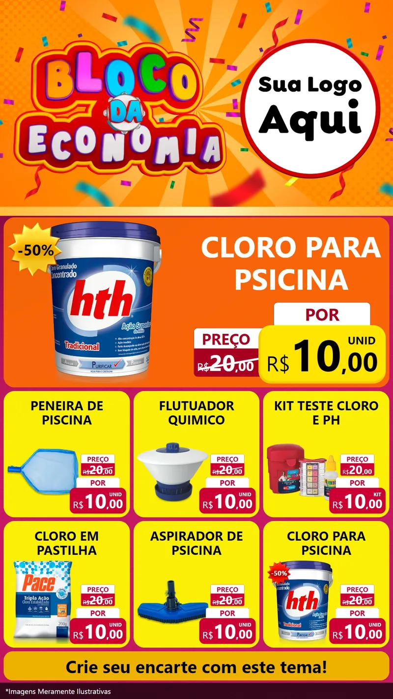 Modelo de Rede Social para Stories com o tema Bloco da Economia para Produtos para Piscina