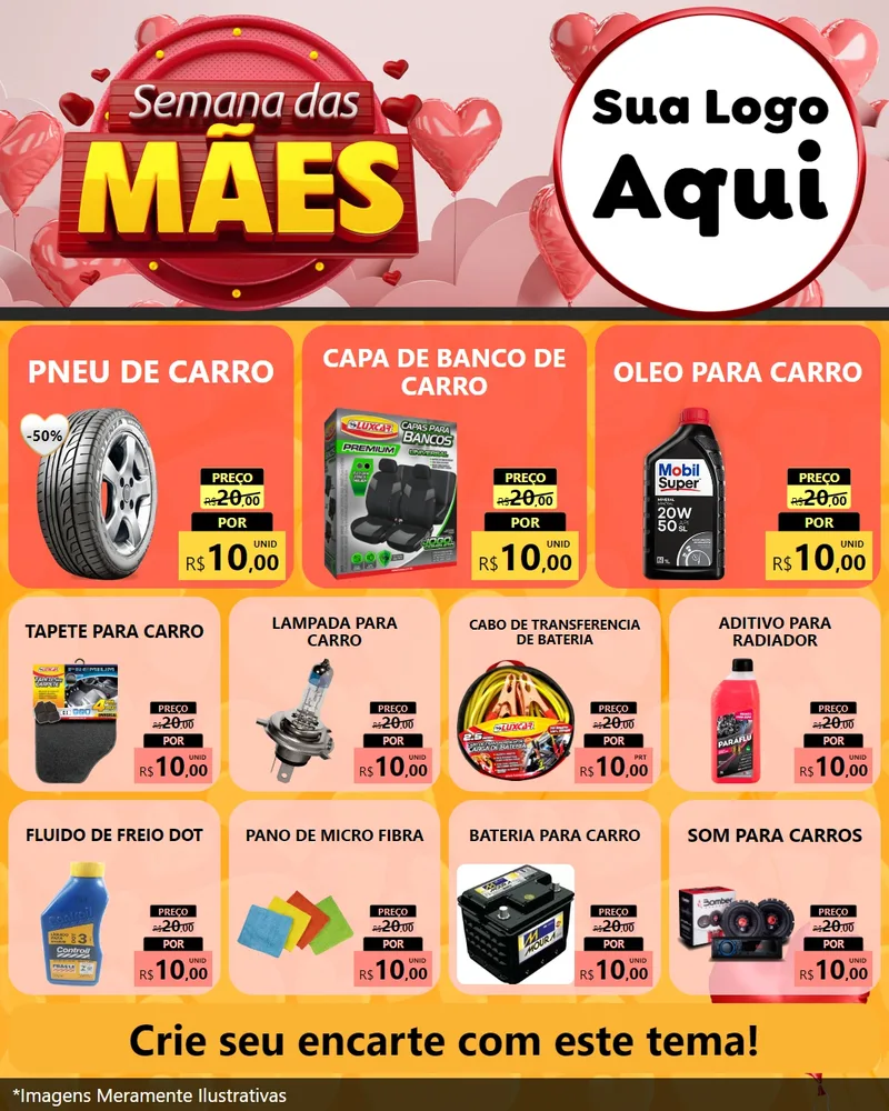 Modelo de Rede Social para Feed Instagram com o tema Semana das Mães para Auto peças