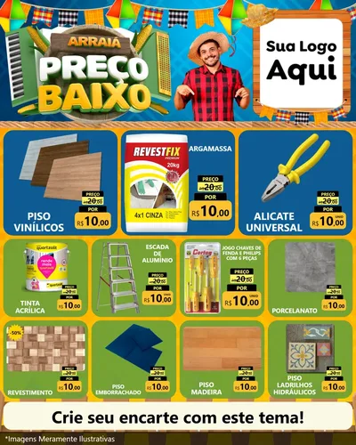 Modelo de Rede Social para Feed Instagram com o tema Arraiá de Preço Baixo - Junina para Material para Construção
