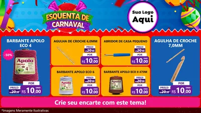 Modelo de TV para TV Horizontal com o tema Esquenta de Carnaval para Armarinho e Aviamentos