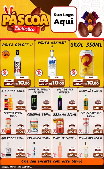 Modelo de Encarte para Encarte Grande com o tema Páscoa Fantástica para Distribuidora de bebidas