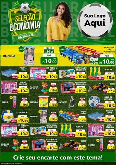 Modelo de Encarte para Encarte A4 Vertical com o tema Seleção de Economia - Copa para Brinquedos