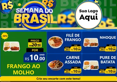 Modelo de Encarte para Encarte A4 Horizontal com o tema Semana Do Brasil para Restaurante