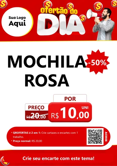 Modelo de Cartaz para Cartaz A4 Vertical com o tema Ofertão do dia para Papelaria