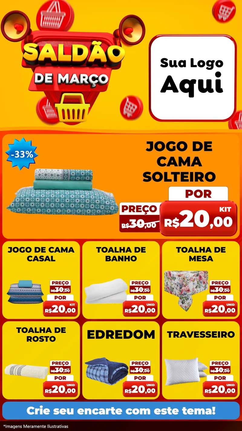 Modelo de Rede Social para Stories com o tema Saldão de Março para Cama, Mesa e Banho