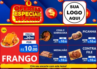 Modelo de Encarte para Encarte A4 Horizontal com o tema Ofertas Especiais de Junho para Assados