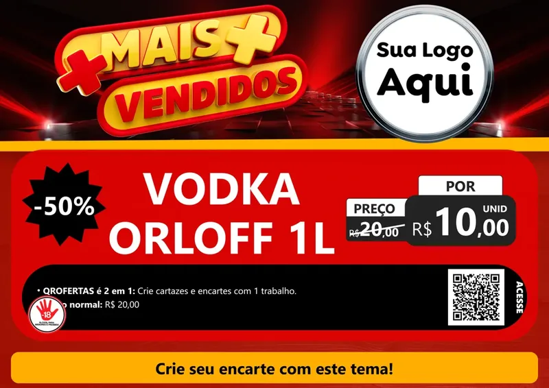 Modelo de Cartaz para Cartaz A4 Horizontal com o tema Mais Vendidos para Distribuidora de bebidas