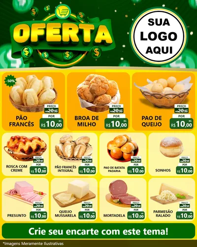 Modelo de Rede Social para Feed Instagram com o tema Oferta para Padaria
