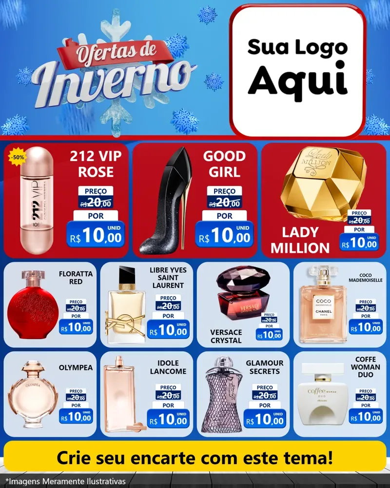 Modelo de Rede Social para Feed Instagram com o tema Ofertas de Inverno para Perfumes