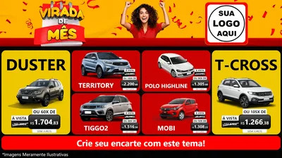 Modelo de TV para TV Horizontal com o tema Virada de Mês para Concessionaria de Carros