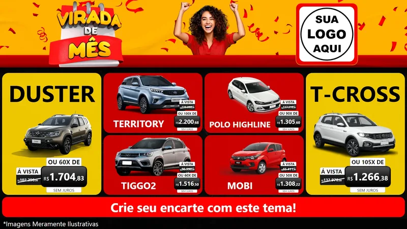 Modelo de TV para TV Horizontal com o tema Virada de Mês para Concessionaria de Carros