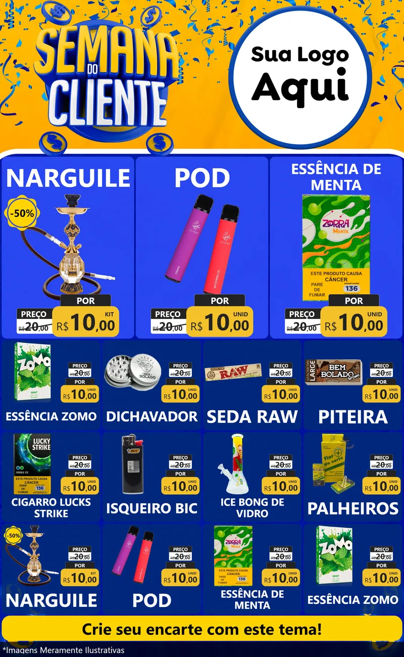 Modelo de Encarte para Encarte Grande com o tema Semana do Cliente para Tabacaria