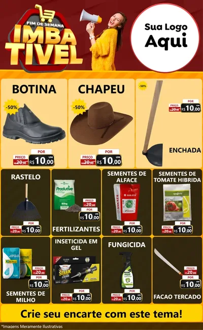 Modelo de Encarte para Encarte Grande com o tema Fim de Semana Imbatível para Agropecuária