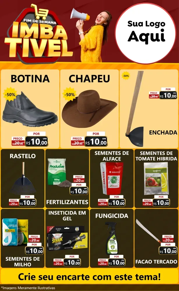Modelo de Encarte para Encarte Grande com o tema Fim de Semana Imbatível para Agropecuária