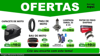 Modelo de TV para TV Horizontal com o tema Ofertas Verde Cartaz para Moto peças