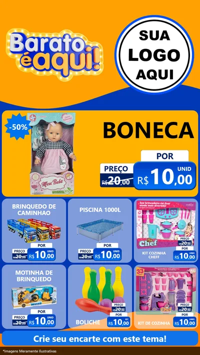 Modelo de Rede Social para Stories com o tema Barato é aqui para Brinquedos