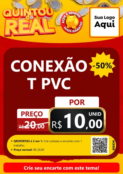 Modelo de Cartaz para Cartaz A4 Vertical com o tema Quintou do Real para Tubos e conexões