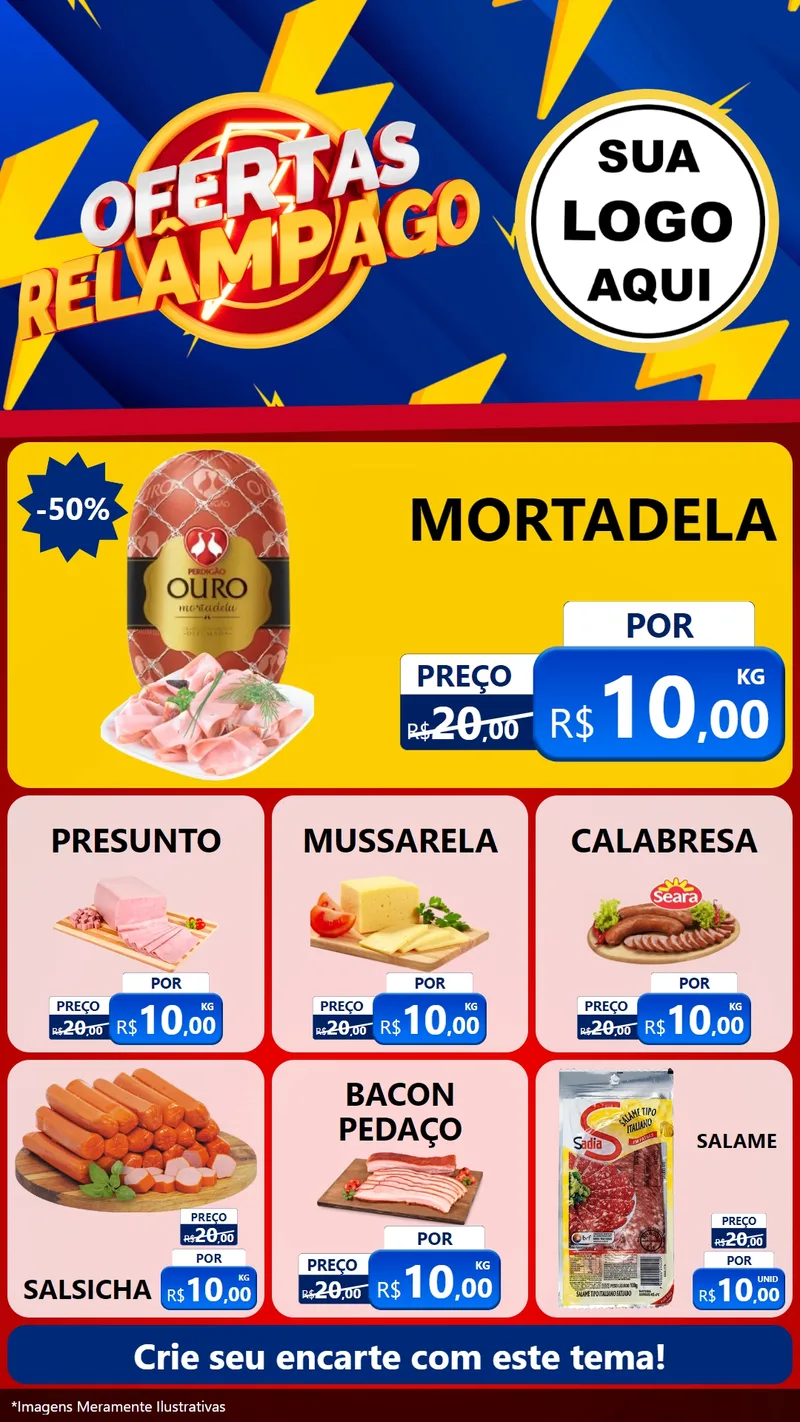 Modelo de Rede Social para Stories com o tema Ofertas Relâmpago para Frios e Laticínios