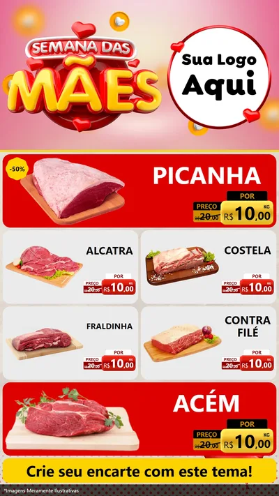 Modelo de TV para TV Vertical com o tema Semana das Mães para Açougue