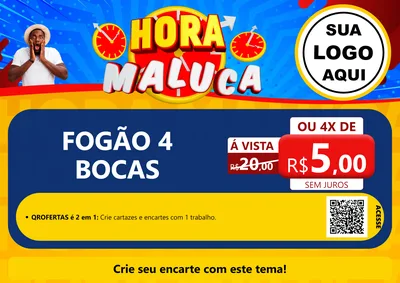 Modelo de Cartaz para Cartaz A4 Horizontal com o tema Hora Maluca para Móveis e Eletro