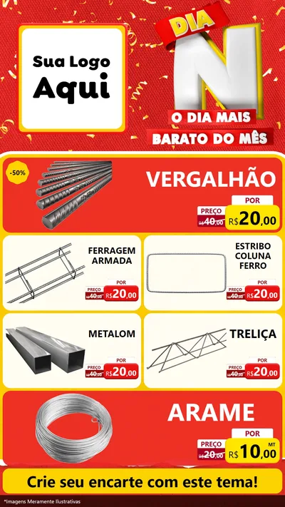 Modelo de TV para TV Vertical com o tema Dia N o Dia Mais Barato do Mês para Ferragens