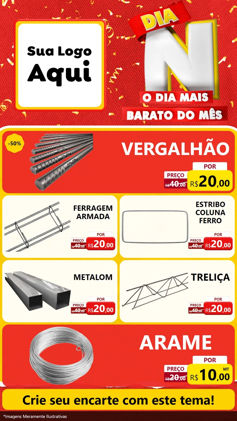 Modelo de TV para TV Vertical com o tema Dia N o Dia Mais Barato do Mês para Ferragens