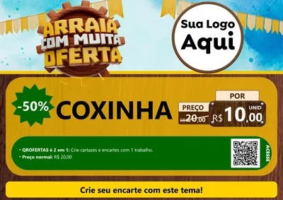 Modelo de Cartaz para Cartaz A4 Horizontal com o tema Ofertas de São João - Junina para Salgadaria