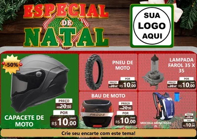 Modelo de Encarte para Encarte A4 Horizontal com o tema Especial de Natal para Moto peças