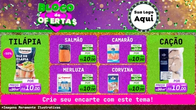 Modelo de TV para TV Horizontal com o tema Bloco de Ofertas para Peixaria