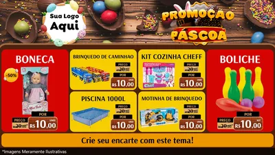 Modelo de TV para TV Horizontal com o tema Promoção Páscoa para Brinquedos