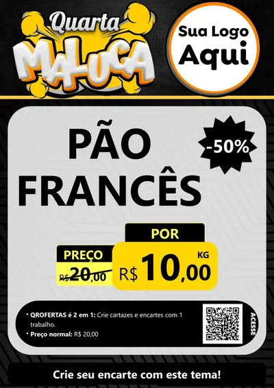 Modelo de Cartaz para Cartaz A4 Vertical com o tema Quarta Maluca para Padaria