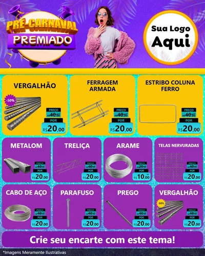 Modelo de Rede Social para Feed Instagram com o tema Pré-Carnaval Premiado para Ferragens