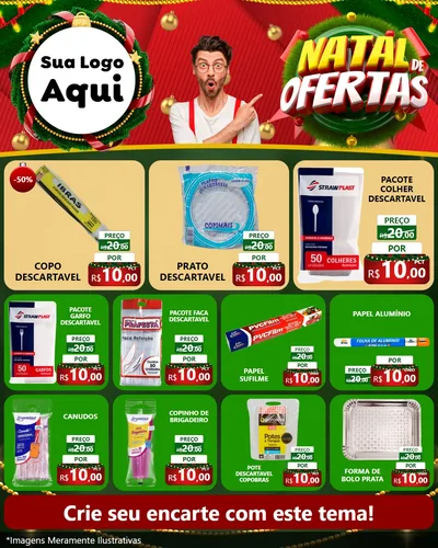 Modelo de Rede Social para Feed Instagram com o tema Natal de Ofertas para Embalagens