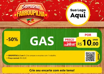 Modelo de Cartaz para Cartaz A4 Horizontal com o tema Semana Farroupilha para Água e gás
