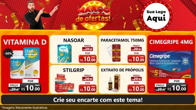 Modelo de TV para TV Horizontal com o tema Março de Ofertas! para Farmácia