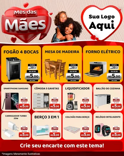 Modelo de Rede Social para Feed Instagram com o tema Mês das Mães para Móveis e Eletro