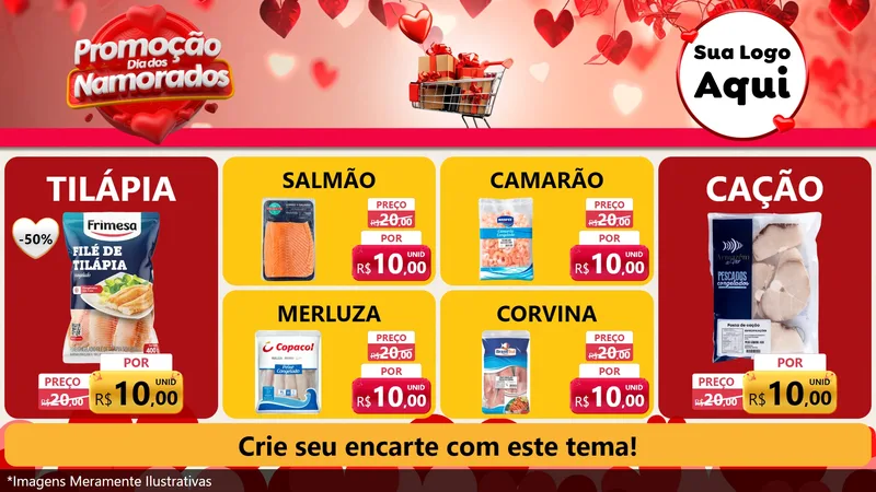 Modelo de TV para TV Horizontal com o tema Promoção Dia dos Namorados para Peixaria