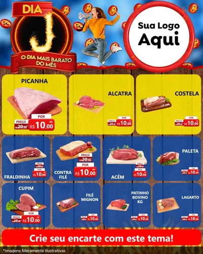 Modelo de Rede Social para Feed Instagram com o tema Dia J - O Dia Mais Barato Do Mês para Açougue