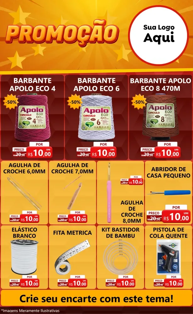 Modelo de Encarte para Encarte Grande com o tema Promoção para Armarinho e Aviamentos