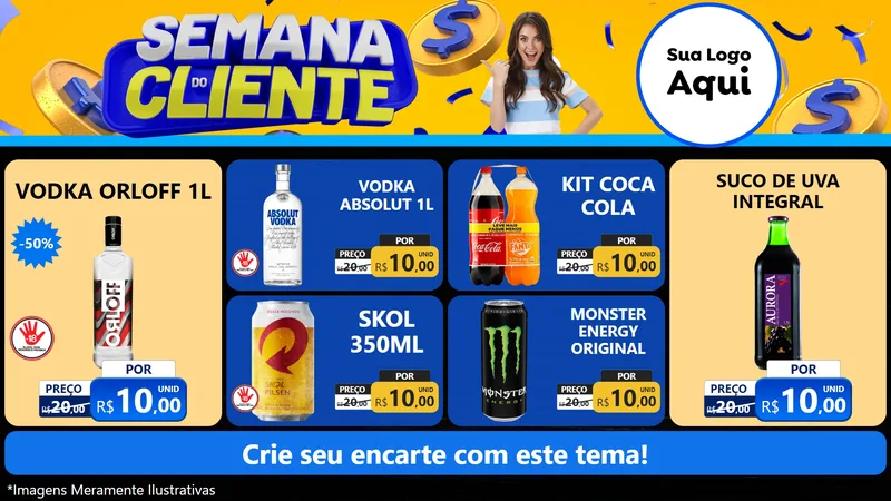 Modelo de TV para TV Horizontal com o tema Semana do Cliente para Distribuidora de bebidas