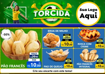 Modelo de Encarte para Encarte A4 Horizontal com o tema Torcida para Padaria
