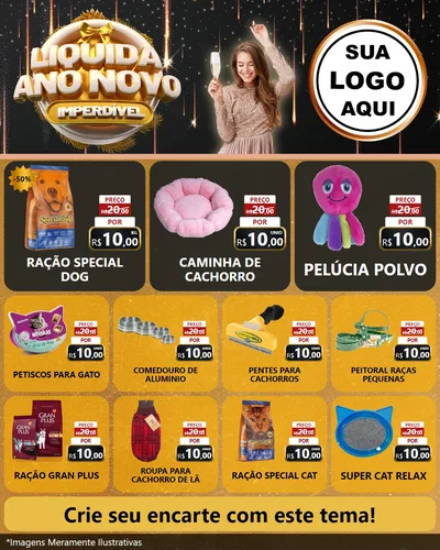 Modelo de Rede Social para Feed Instagram com o tema Liquida Ano Novo Imperdível para Pet Shop
