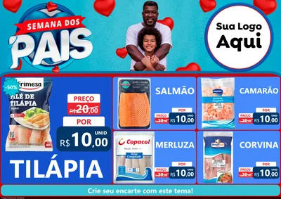 Modelo de Encarte para Encarte A4 Horizontal com o tema Semana Dos Pais para Peixaria