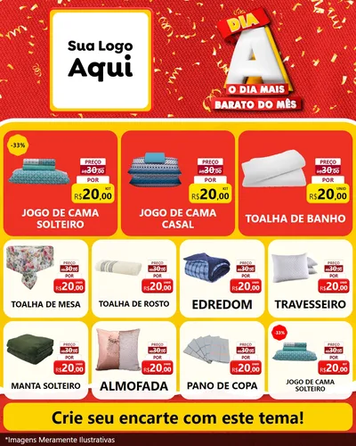 Modelo de Rede Social para Feed Instagram com o tema Dia A o Dia Mais Barato do Mês para Cama, Mesa e Banho
