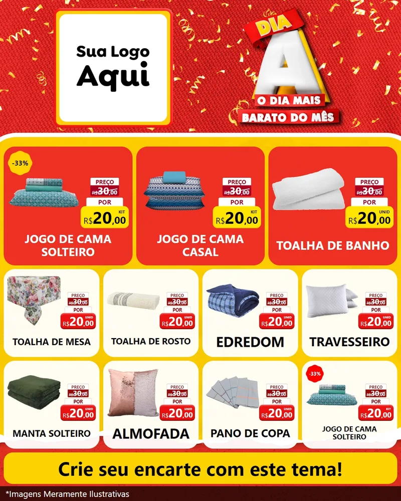 Modelo de Rede Social para Feed Instagram com o tema Dia A o Dia Mais Barato do Mês para Cama, Mesa e Banho