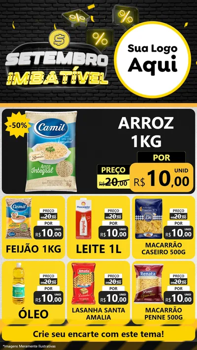Modelo de Rede Social para Stories com o tema Setembro Imbatível para Supermercado