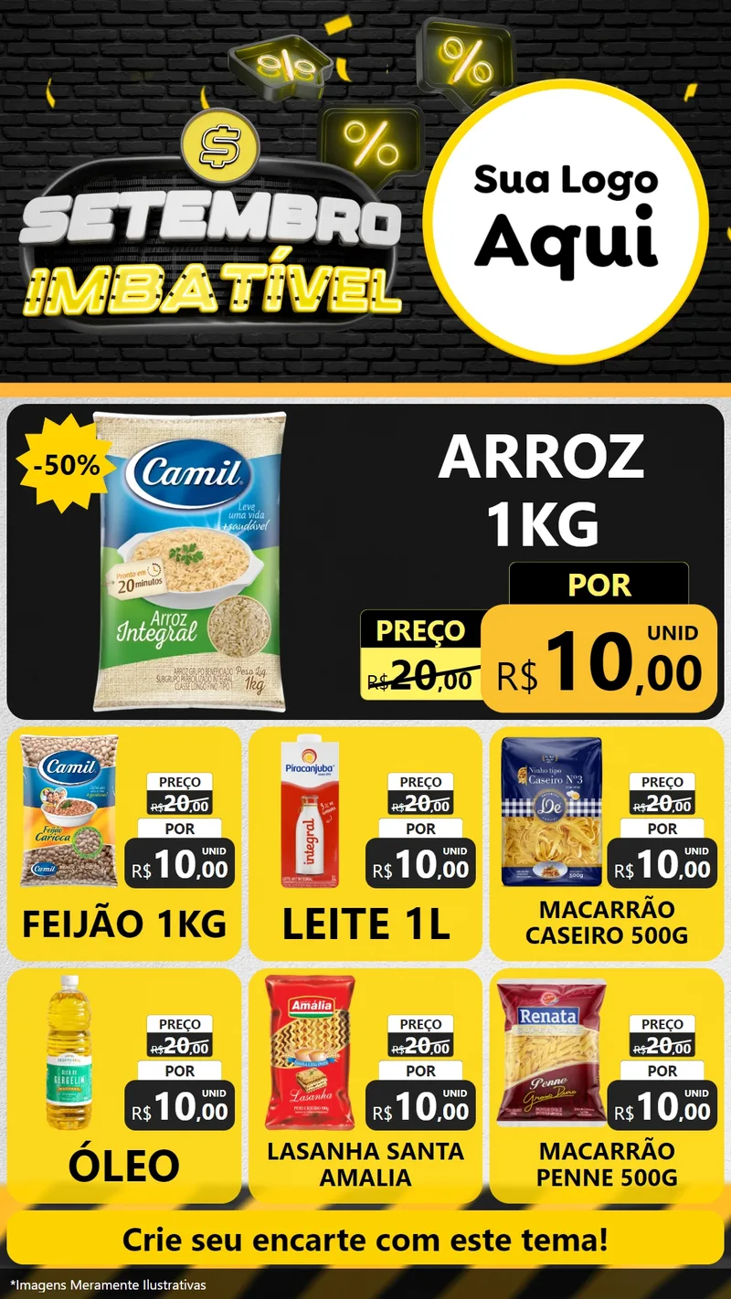 Modelo de Rede Social para Stories com o tema Setembro Imbatível para Supermercado