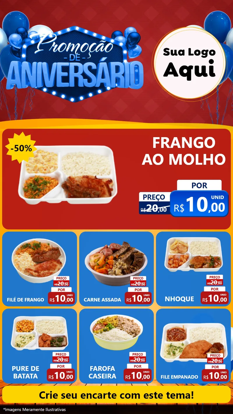 Modelo de Rede Social para Stories com o tema Promoção de Aniversário para Restaurante